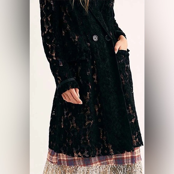 ***SOLD***New Free People Long Lace Black Jacket Blazer - Picture 4 of 17
